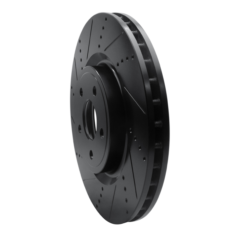 Dodge Durango Brake Rotor (1) - Front Left - R1 Concepts - Drilled & Slotted - Black - `12-`25